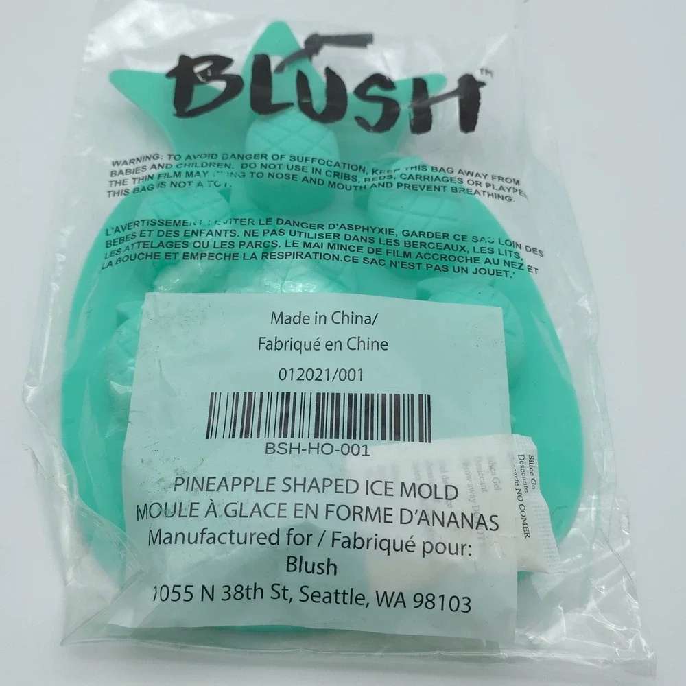Blush Pineapple Ice Tray Silicone Teal Green Tropical Summer Party Barware New